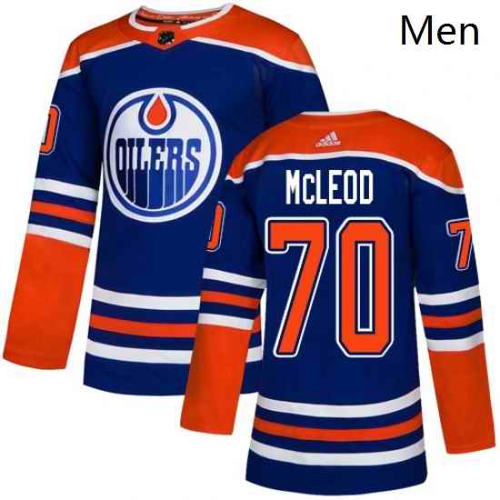 Mens Adidas Edmonton Oilers 70 Ryan McLeod Premier Royal Blue Alternate NHL Jersey